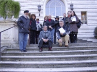 Ingresso American Academy in Rome. La dottoressa Christina Huemer, al centro della foto, riceve il gruppo di visitatori.