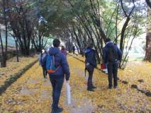Si entra a Villa Sciarra: splendidi colori d’autunno