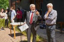 Enrico Luciani con Giuseppe Monsagrati che ricorda Cesare Balzarro, oggi impossibilitato a partecipare